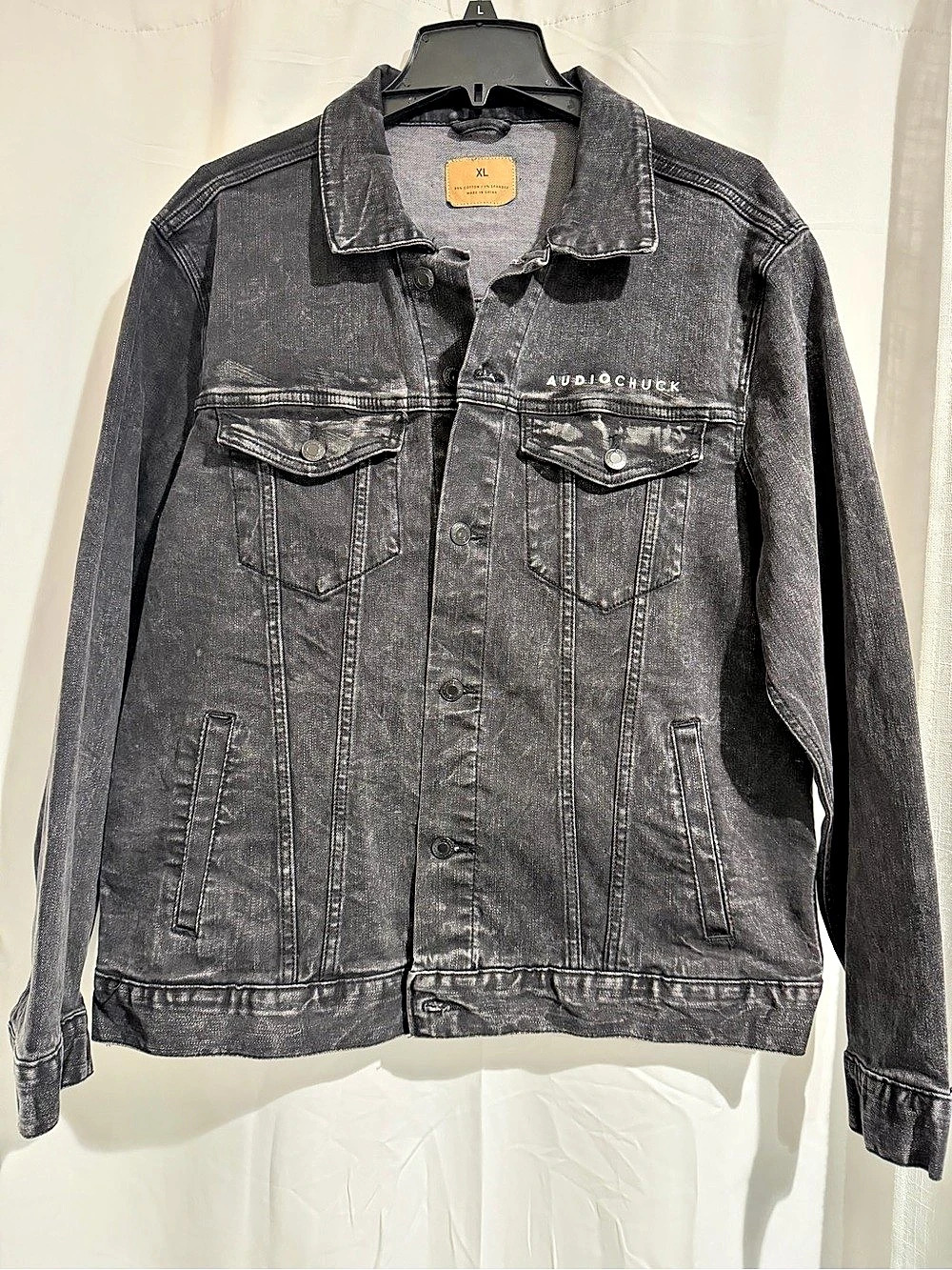 AUDIOCHUCK Black Denim Trucker Jacket Size XL